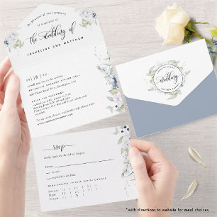Greenery and Floral Wedding RSVP met maaltijdselec All In One Uitnodiging