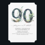 Greenery and Gold 90th Birthday Invitation CR Kaart<br><div class="desc">Greenery and gold foliage 90e verjaardag</div>