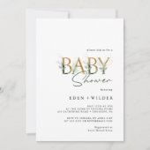 Greenery and Gold Baby shower Invitation Kaart (Voorkant)