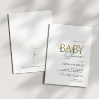 Greenery and Gold Baby shower Invitation