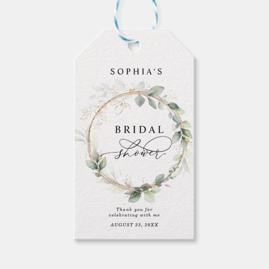 Greenery and Gold Bridal Shower  Cadeaulabel (Voorkant)