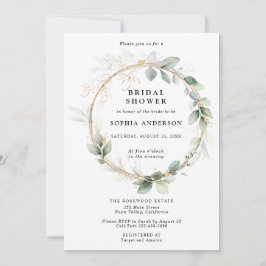 Greenery and Gold Bridal Shower Invitation Kaart