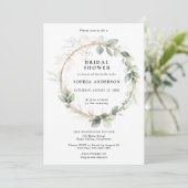 Greenery and Gold Bridal Shower Invitation Kaart (Staand voorkant)