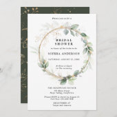 Greenery and Gold Bridal Shower Invitation Kaart (Voorkant / Achterkant)