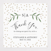 Greenery and Gold Confetti Wedding Hartelijk dank Labels (Design 1)