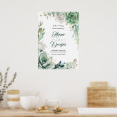 Greenery and Gold Elegant Wedding Welcome Sign Poster (Keuken)