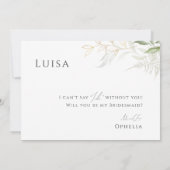 Greenery and Gold Faded Foto Bridesmaid Kaart (Achterkant)