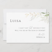 Greenery and Gold Faded Photo Matron of Honor Kaar Kaart (Achterkant)