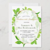 Greenery and Gold Foil Lijst Bridesmaids Luncheon Kaart (Voorkant)