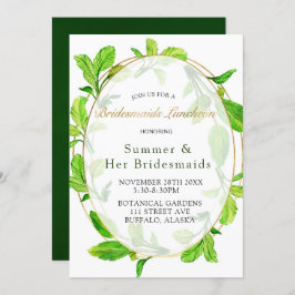 Greenery and Gold Foil Lijst Bridesmaids Luncheon Kaart