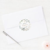 Greenery and gold foliage Baptisme Ronde Sticker (Envelop)
