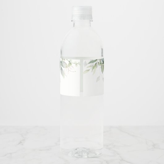 Greenery and gold foliage Baptisme Waterfles Etiket (Achterkant)