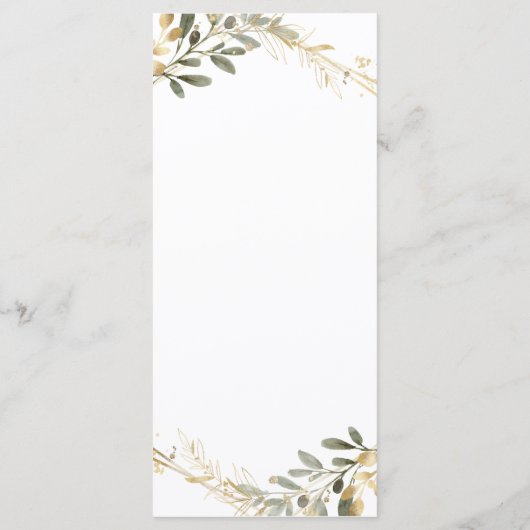 Greenery and Gold Geometric Boho Wedding Menu (Achterkant)