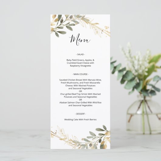 Greenery and Gold Geometric Boho Wedding Menu (Staand voorkant)