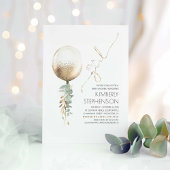 Greenery and Gold Glitter Balloon Baby shower Kaart