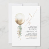 Greenery and Gold Glitter Balloon Baby shower Kaart (Voorkant)