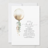 Greenery and Gold Glitter Balloon Vrijgezellenfees Kaart (Voorkant)