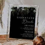 Greenery and Gold Leaf Black Signature Drink Sign Poster<br><div class="desc">We ontwierpen dit groene en gouden zwarte drink-bord om je eenvoudige maar elegante boho-receptie te voltooien. Het is voorzien van modern groen en wit eucalyptusblad, bladgroen en minimale bladbladgoudbladeren. Deze elementen geven het gevoel van een grillig waterverf betoverend bos, perfect voor elke rustige, boze bruiloft! Voel je vrij om het...</div>
