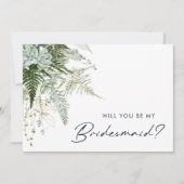 Greenery and Gold Leaf Bridesmaid-Kaart Kaart (Voorkant)