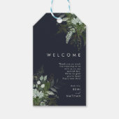 Greenery and Gold Leaf | Dark Navy Wedding Welcome Cadeaulabel (Voorkant)