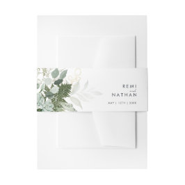 Greenery and Gold Leaf Invitation Belly Band Uitnodigingen Wikkel