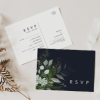 Greenery and Gold Leaf Navy Song Request RSVP Card