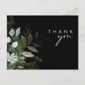 Greenery and Gold Leaf Script Black Hartelijk dank Briefkaart (Voorkant)