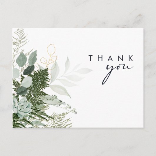 Greenery and Gold Leaf Script Weddenschap Hartelij Briefkaart (Voorkant)