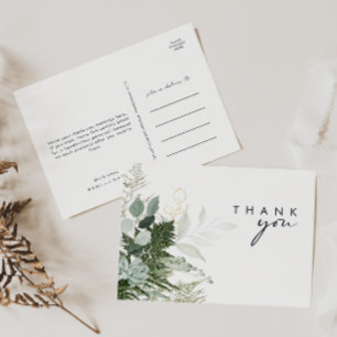 Greenery and Gold Leaf Script Weddenschap Hartelij Briefkaart