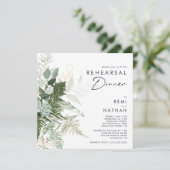 Greenery and Gold Leaf Square Rehearsal Dinner Kaart (Staand voorkant)
