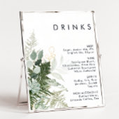 Greenery and Gold Leaf Wedding Drink Menu Poster