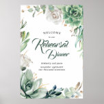 Greenery and Gold Rehearsal Dinner Welcome Sign Poster<br><div class="desc">Greenery Wreator and Gold planten design repetial diner welkomstbord poster</div>