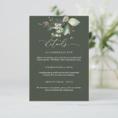 Greenery and Gold Wedding Details Card Informatiekaartje (Staand voorkant)