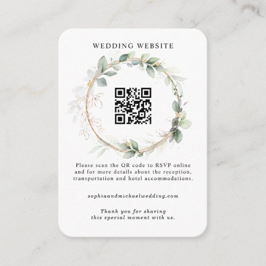 Greenery and Gold Wedding Enclosure Card Informatiekaartje (Voorkant)