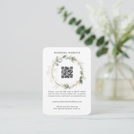 Greenery and Gold Wedding Enclosure Card Informatiekaartje (Staand voorkant)