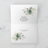 Greenery and Gold Wedding Folded Thank You Bedankkaart (Binnen)