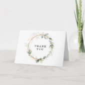 Greenery and Gold Wedding Folded Thank You Bedankkaart (Voorkant)