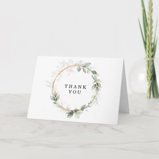 Greenery and Gold Wedding Folded Thank You Bedankkaart (Voorkant)