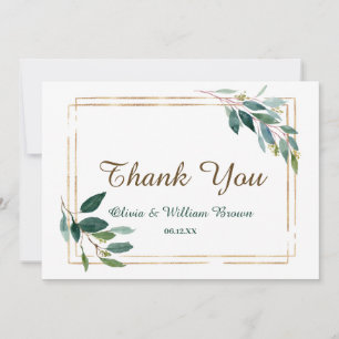 Greenery and Gold Wedding Hartelijk dank Bedankkaart