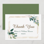 Greenery and Gold Wedding Hartelijk dank Bedankkaart (Voorkant / Achterkant)