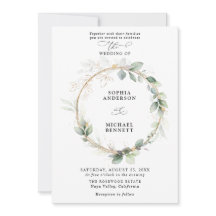 Greenery and Gold Wedding Invitation