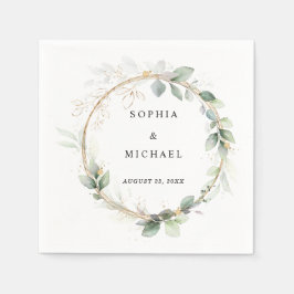 Greenery and Gold Wedding Napkins Servet