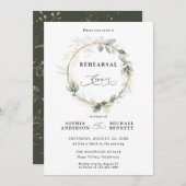 Greenery and Gold Wedding Rehearsal Dinner Kaart (Voorkant / Achterkant)