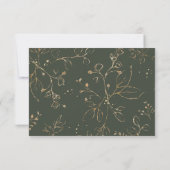 Greenery and Gold Wedding RSVP Card (Achterkant)