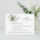 Greenery and Gold Wedding RSVP Card Kaartje (Staand voorkant)