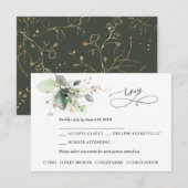 Greenery and Gold Wedding RSVP Card Kaartje (Voorkant / Achterkant)