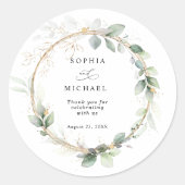 Greenery and Gold Wedding Sticker (Voorkant)