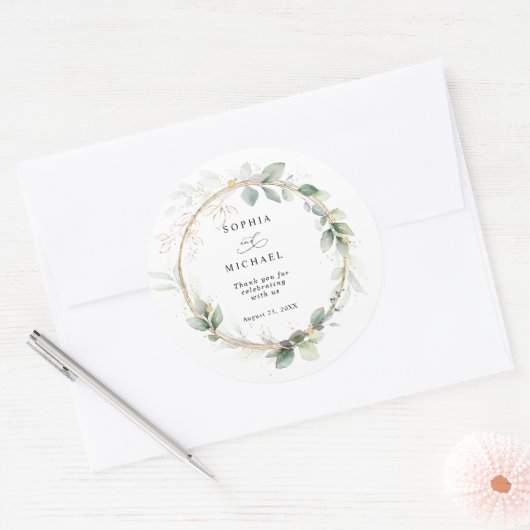 Greenery and Gold Wedding Sticker (Envelop)