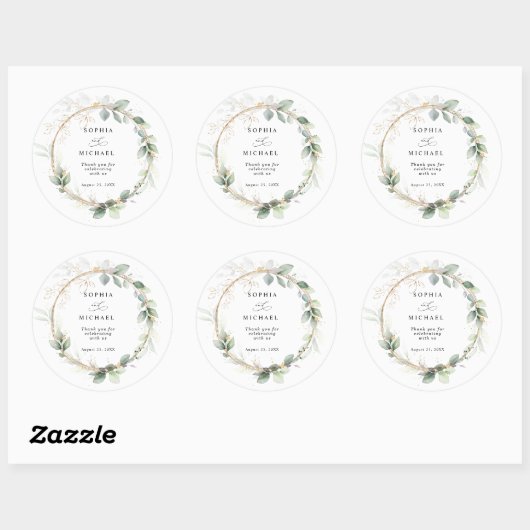 Greenery and Gold Wedding Sticker (Vel)