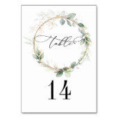 Greenery and Gold Wedding Table Card Kaart (Achterkant)